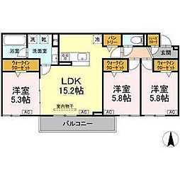 名古屋市名東区社台2丁目アパート 3LDKの間取図画像