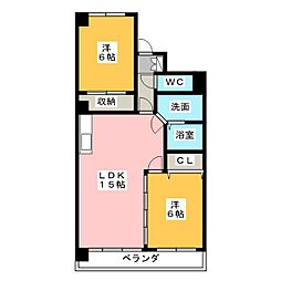 宮地興産ビル 2LDKの間取図画像