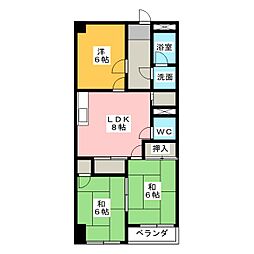 サンローヤル東山NO.3 3DKの間取図画像