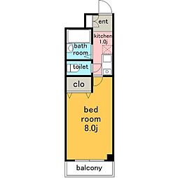 サンヒルズキフネ 1Kの間取図画像