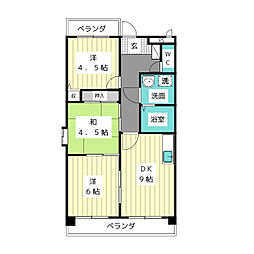 エスポワール香流 3DKの間取図画像