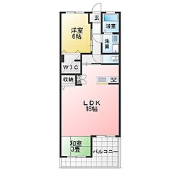 香月マンション 1LDKの間取図画像