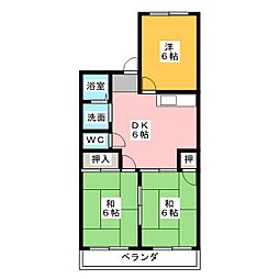 牧野マンション 2LDKの間取図画像