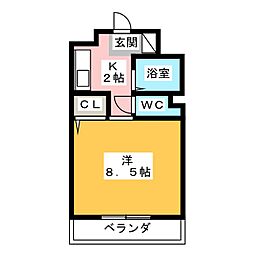 ヤングビレッヂ2 1Kの間取図画像