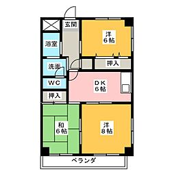 つつじケ丘パークマンション 3DKの間取図画像