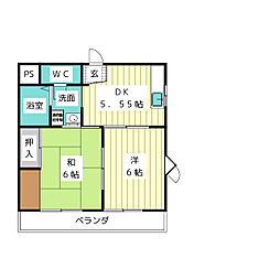 ウィン香月 2DKの間取図画像