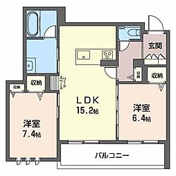 アクイール一社 2LDKの間取図画像