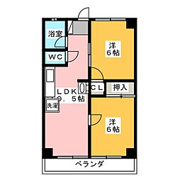 第二アラカワハイツ 2LDKの間取図画像