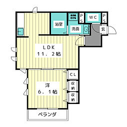 AnnexJ西山 1LDKの間取図画像