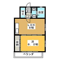 エムワン一社 1LDKの間取図画像