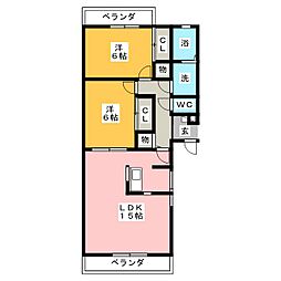 ユリ・コート亀の井 2LDKの間取図画像