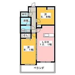 プレミアコート星ヶ丘 2LDKの間取図画像