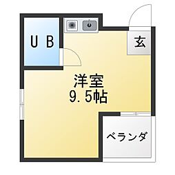 ウイング香流 ワンルームの間取図画像