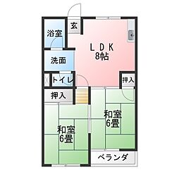 ハイツニューキャッスル 2LDKの間取図画像