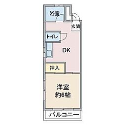 サンライズ2 1DKの間取図画像