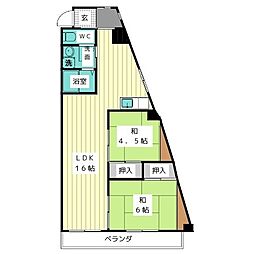 ファミリーハイツ柴田 2LDKの間取図画像