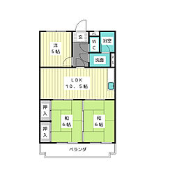 グリーンパークマンション 3LDKの間取図画像