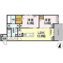 luvita上社 2LDKの間取図画像