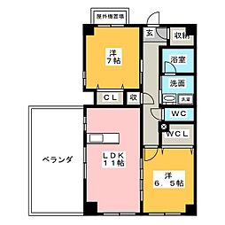 第三翠芳ビル 2LDKの間取図画像