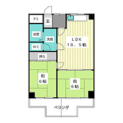 オークヒルズ香流 2LDKの間取図画像