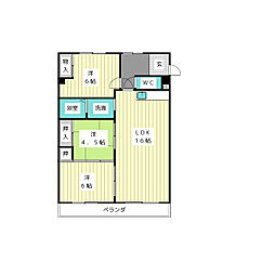 オオタかなれ川ハイツ 3LDKの間取図画像