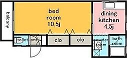 コーポよろこび 1DKの間取図画像