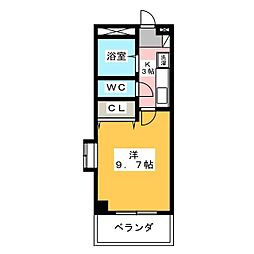 シテイライフ上社 1Kの間取図画像