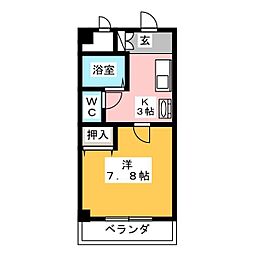 クレスト一社 1Kの間取図画像