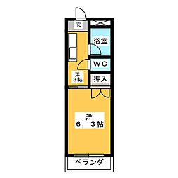コーポ山の田 1Kの間取図画像