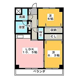 メゾン・プレミール 2LDKの間取図画像