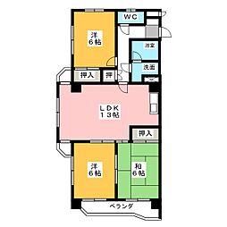 エクセル川本パート2 3LDKの間取図画像