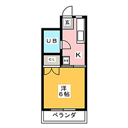 フォーブルうしろやま2 1Kの間取図画像