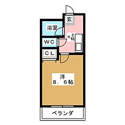 アーバンヒルズ 1Kの間取図画像