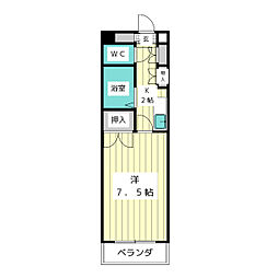 レヂデンス千代萬 1Kの間取図画像