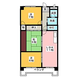 ハイムビーオール2 3LDKの間取図画像
