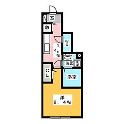 D-roomWing 1Kの間取図画像