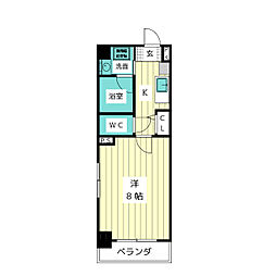 アールズテラス宝が丘 1Kの間取図画像