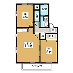 セレッソプリマベーラ 2LDKの間取図画像