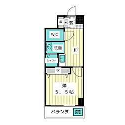 コスモス 1Kの間取図画像
