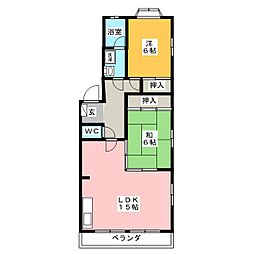 第1レオン光園 2LDKの間取図画像