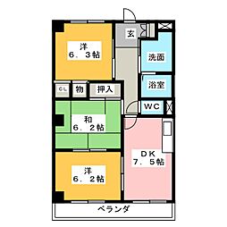 フォーシーズンB 3DKの間取図画像