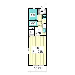 アプリコット 1Kの間取図画像