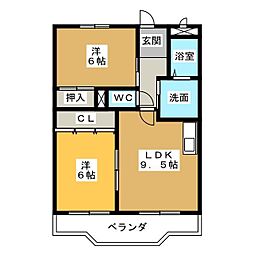 クワルト・ボン・T 2LDKの間取図画像