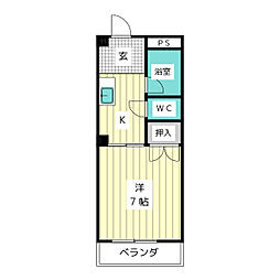 グリーンビレッジA棟 1Kの間取図画像