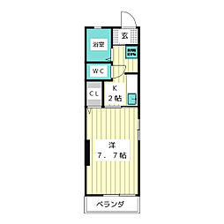 ハピネス 1Kの間取図画像