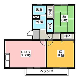 ハイカムールST 2LDKの間取図画像