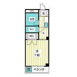 グリーンビレッジB棟 1Kの間取図画像