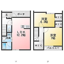アイディール砂子(北) 2LDKの間取図画像