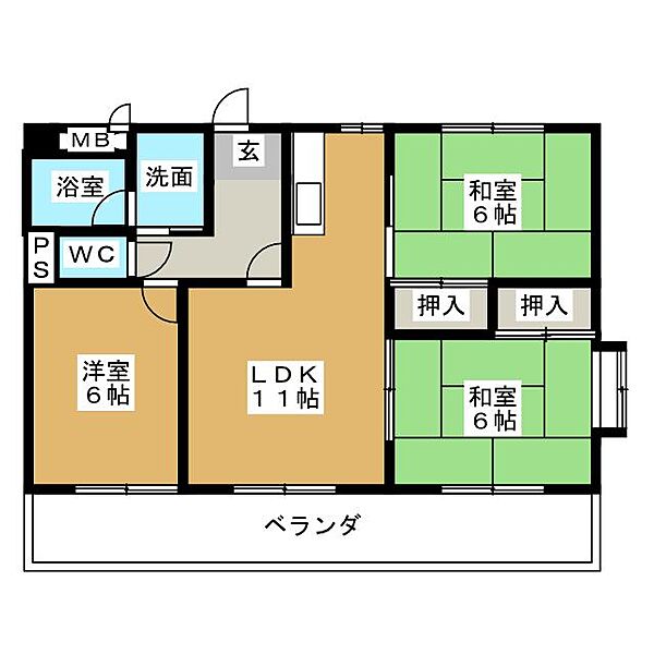 サンフレッチェ15 ｜愛知県名古屋市天白区大坪１丁目(賃貸マンション3LDK・2階・66.00㎡)の写真 その2