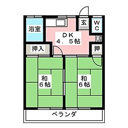 メゾン高砂 2DKの間取図画像